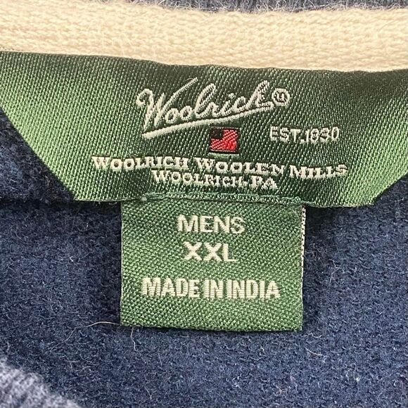 Woolrich Mens XXL Logo Crewneck Sweatshirt Blue Fleece Pullover Classic Outdoor - Picture 4 of 4